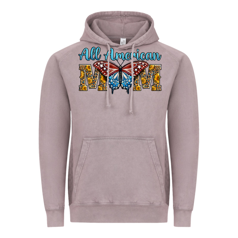 All American Mom American Flag Butterfly Vintage Hoodie by LillyAllenDesigns | Teevron