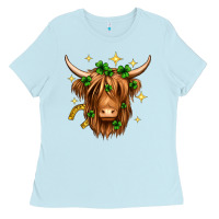 Baby Blue St. Patrick's Day Highland Cow Ladies Tee - Neo Western