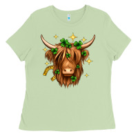 Matcha St. Patrick's Day Highland Cow Ladies Tee - Neo Western