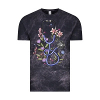 Cloud Black floral stethoscope Vintage Tee - MaliasSmallBusiness