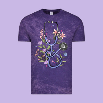 Floral Stethoscope Vintage Tee Designed By Maliassmallbusiness