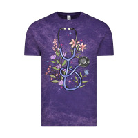 Cloud Purple floral stethoscope Vintage Tee - MaliasSmallBusiness