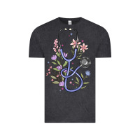 Vintage Black floral stethoscope Vintage Tee - MaliasSmallBusiness
