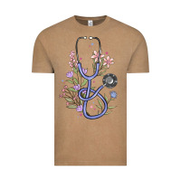 Vintage Coffee floral stethoscope Vintage Tee - MaliasSmallBusiness
