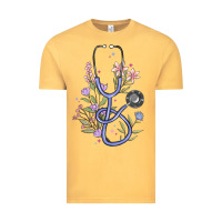 Vintage Mustard floral stethoscope Vintage Tee - MaliasSmallBusiness