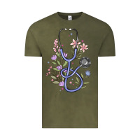 Vintage Olive floral stethoscope Vintage Tee - MaliasSmallBusiness