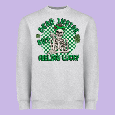 Dead Inside But Feeling Lucky Heavyweight Sweatshirt Designed By Maliassmallbusiness