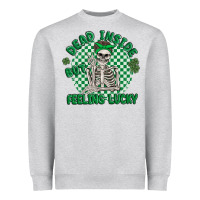 Heather Grey dead inside but feeling lucky Heavyweight Sweatshirt - MaliasSmallBusiness