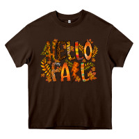 Chocolate Brown hello fall Heavy Core Tee - RacoonDesign