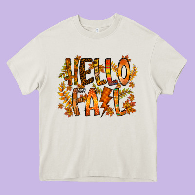 Hello Fall Heavy Core Tee Designed By Racoondesign