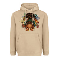 Mushroom american football afro messy bun Heavyweight Hoodie - texasbilliewilder