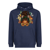 Navy american football afro messy bun Heavyweight Hoodie - texasbilliewilder