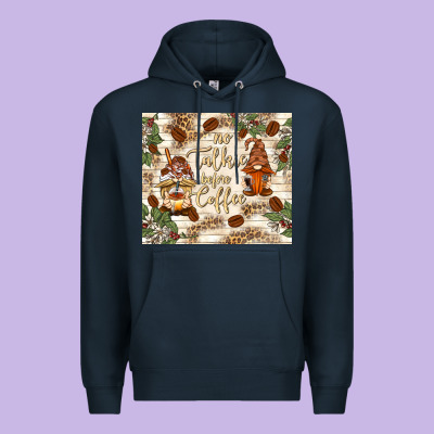 No Talkie Before Coffee With Gnomies Premium Hoodie Designed By Tumblerdesignbyshophia
