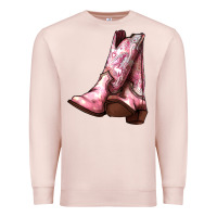 Pale Pink Cowgirl boots Premium Sweatshirt - HowdyJamesFarm