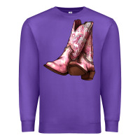 Purple Cowgirl boots Premium Sweatshirt - HowdyJamesFarm