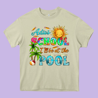 Adios School I Ll Be At The Pool Heavy Core Tee Designed By Hra Design Shop