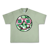 Oil Green st patrick's smiley Urban Heavy Tee - MaliasSmallBusiness