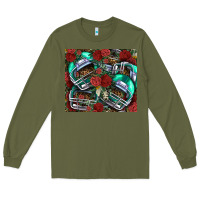 Army Green floral american football  helmet Long Sleeve Tee - NancyCooperArtShop