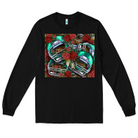 Black floral american football  helmet Long Sleeve Tee - NancyCooperArtShop