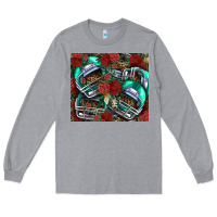 Heather Grey floral american football  helmet Long Sleeve Tee - NancyCooperArtShop