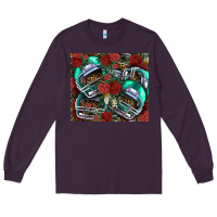Plum floral american football  helmet Long Sleeve Tee - NancyCooperArtShop
