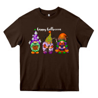 Chocolate Brown happy halloween gnomes white Heavy Core Tee - RacoonDesign