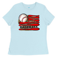 Baby Blue leopard baseball flag Ladies Tee - JahusDesignShop