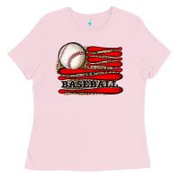 Bubblegum Pink leopard baseball flag Ladies Tee - JahusDesignShop