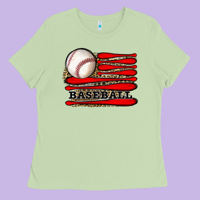 Leopard Baseball Flag Ladies Tee Designed By Jahusdesignshop