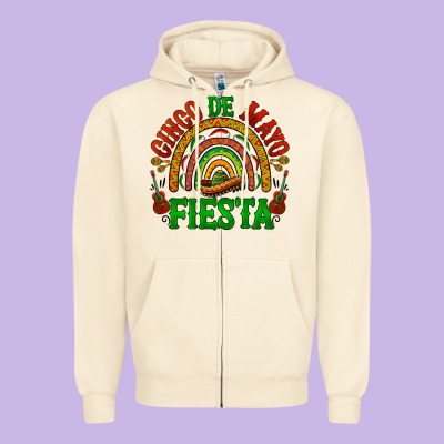 Cinco De Mayo Fiesta Rainbow Zipper Hoodie Designed By Barkaloodesign