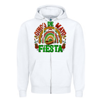 White cinco de mayo fiesta rainbow Zipper Hoodie - BarkalooDesign