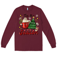 Burgundy 'tis the season with christmas tree and hot cocoa Long Sleeve Tee - MaliasSmallBusiness
