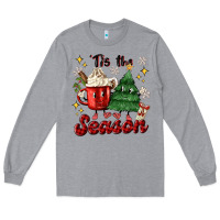 Heather Grey 'tis the season with christmas tree and hot cocoa Long Sleeve Tee - MaliasSmallBusiness