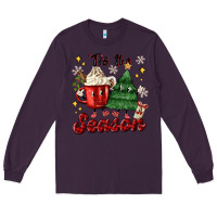 Plum 'tis the season with christmas tree and hot cocoa Long Sleeve Tee - MaliasSmallBusiness