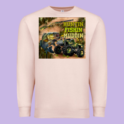 Huntin Fishin Muddin Premium Sweatshirt Designed By Tumblerdesignbyshophia