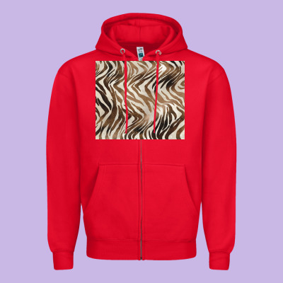 Brown Zebra Zipper Hoodie Designed By Barkaloodesign