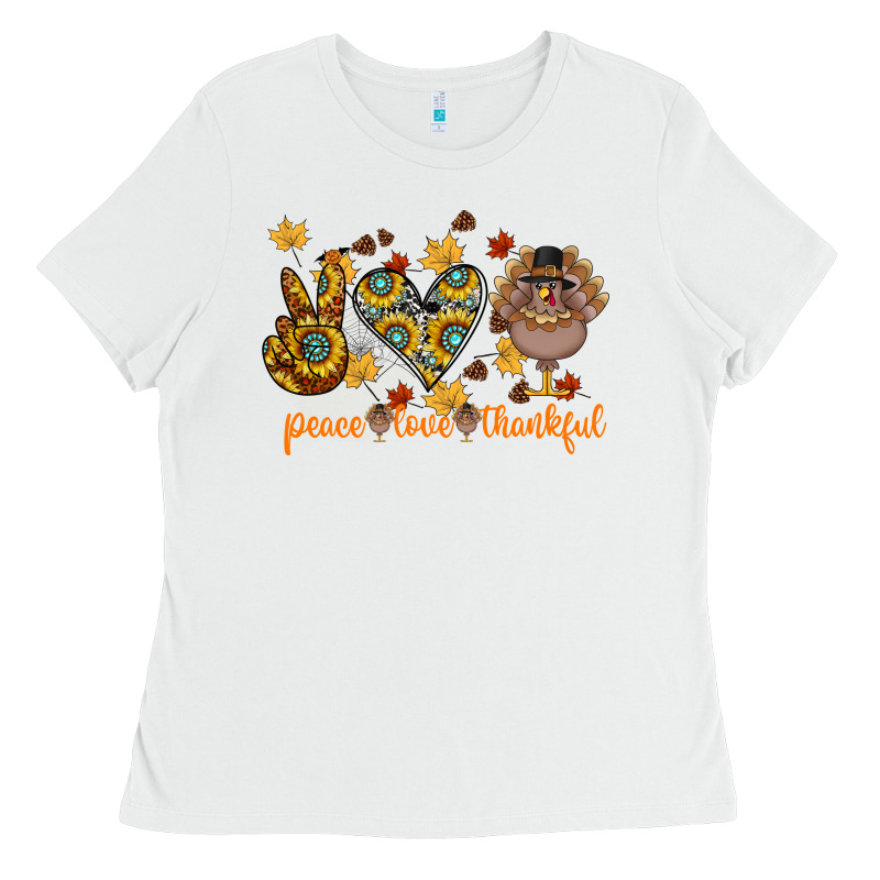 Peace Love Thankful Ladies Tee by CowhideDigitalArt | Teevron