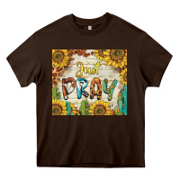 Chocolate Brown just pray Heavy Core Tee - BarkalooDesign
