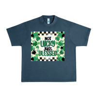 Midnight Navy not lucky just blessed Urban Heavy Tee - MaliasSmallBusiness