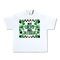 White not lucky just blessed Urban Heavy Tee - MaliasSmallBusiness