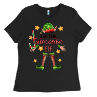 Black im the sarcastic elf Ladies Tee - FaDigitalArtStudio