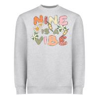 Heather Grey nine is a vibe Heavyweight Sweatshirt - MaliasSmallBusiness