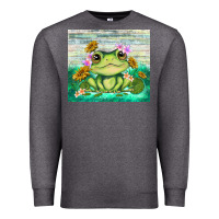 Charcoal Heather frog with sunflower Premium Sweatshirt - TumblerDesignByShophia