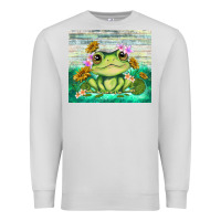 Dove Grey frog with sunflower Premium Sweatshirt - TumblerDesignByShophia