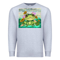 Heather Grey frog with sunflower Premium Sweatshirt - TumblerDesignByShophia
