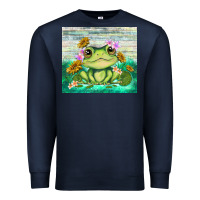 Navy frog with sunflower Premium Sweatshirt - TumblerDesignByShophia