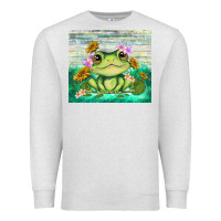 Oatmeal Heather frog with sunflower Premium Sweatshirt - TumblerDesignByShophia