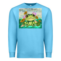 Ocean Blue frog with sunflower Premium Sweatshirt - TumblerDesignByShophia