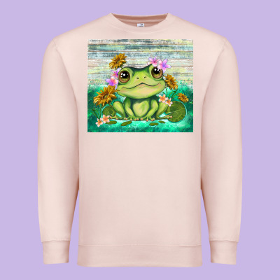 Frog With Sunflower Premium Sweatshirt Designed By Tumblerdesignbyshophia