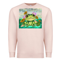 Pale Pink frog with sunflower Premium Sweatshirt - TumblerDesignByShophia